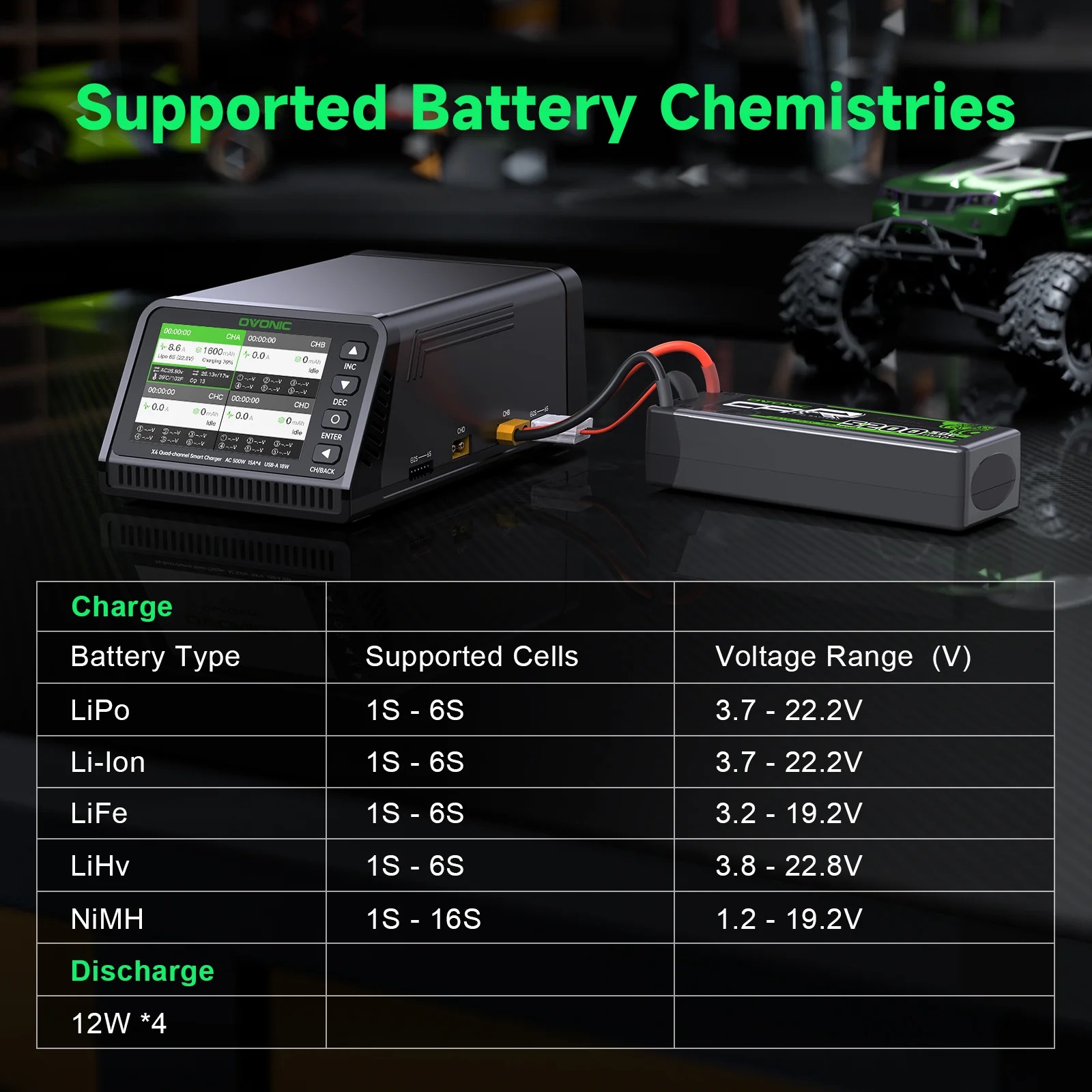 Ovonic X4 AC500W 4 Channel Sma - Drone Battery Strap review and price